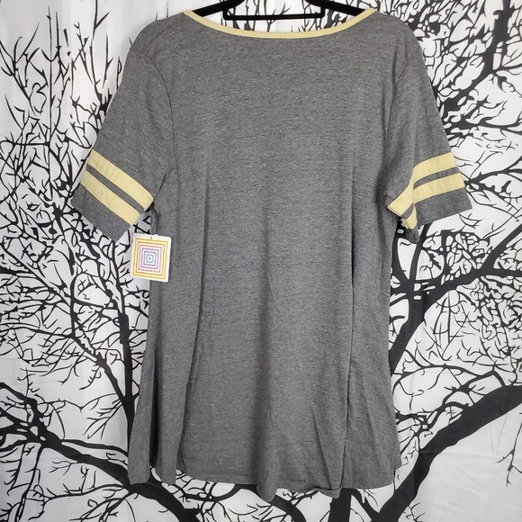 4/$25 LuLaRoe Prefect T Top Grey w Tellow Stripe - Picture 6 of 8